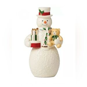 Lenox Snowman With Teddy Bear Figurine